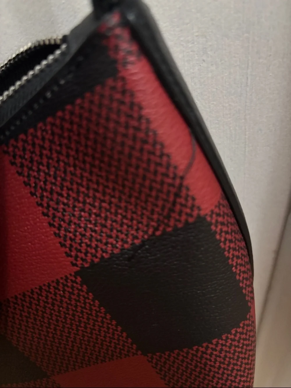 Coach Red & Black Buffalo Check Crossbody with Leather Trim and matching wallet - Picture 6 of 8